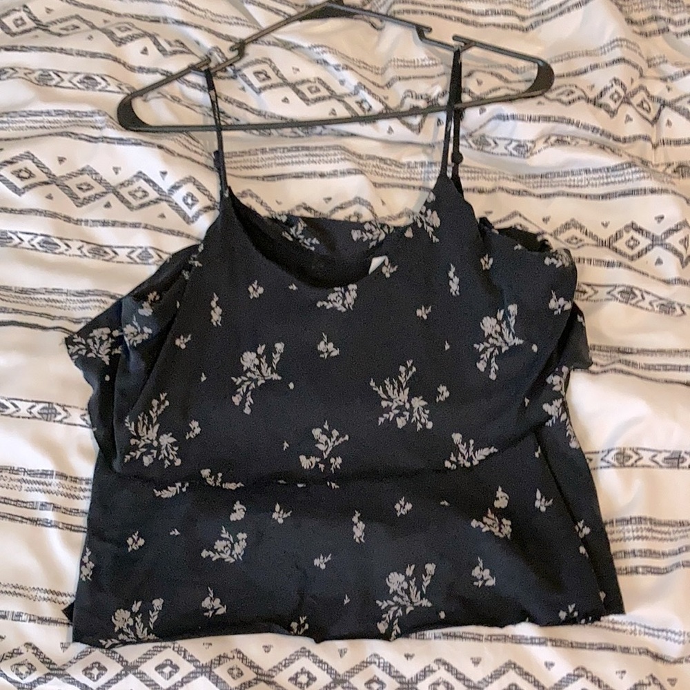 Blue tank top, spaghetti strap